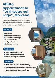 Stupendo LA FINESTRA SUL LAGO a Molveno 5 posti