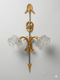 Antica coppia di appliques bronzo dorato