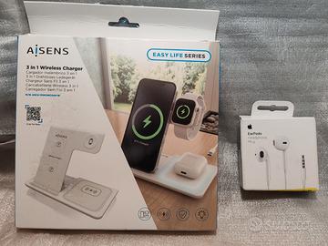 stazione ricarica Aisens  + auricolari Ear Pods