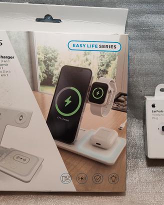 stazione ricarica Aisens  + auricolari Ear Pods