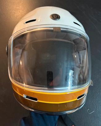 Casco Moto Vintage T-1 Torc White Iso Bar