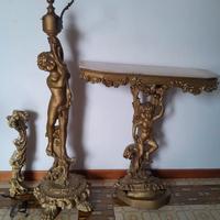 Consolle e appendi abiti con angeli in legno