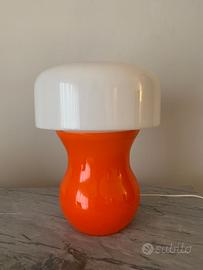 Lampada da Tavolo Fungo Murano Arancione e Bianca