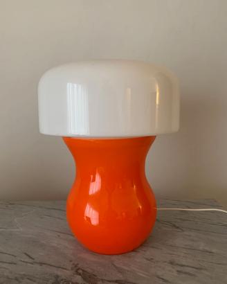 Lampada da Tavolo Fungo Murano Arancione e Bianca