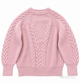 Maglione donna rosa cipria con trecce