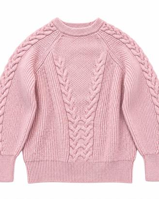 Maglione donna rosa cipria con trecce