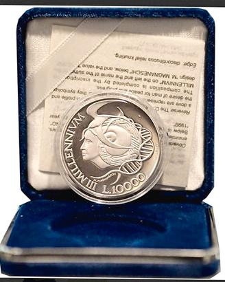 San Marino 10.000 Lire 1999 Ag F.Specch Millenium 