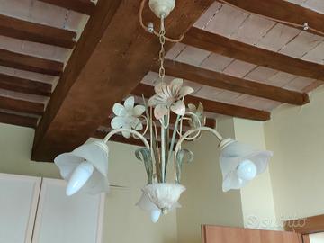 lampadario tre luci bianco