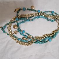 Collana turchese ed acciao dorato