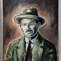 Dipinto Acrilico - Hemingway à Paris