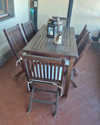 tavolo da esterno in teak UNOPIU +6 sedie