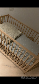 lettino ikea legno con materasso