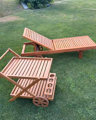 Sdraio e carrellino in legno