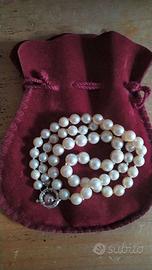 Collier perle di fiume 50cm gancio argento 925/00