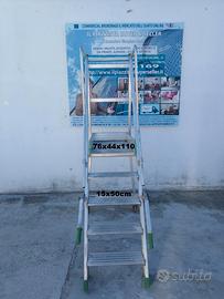 Scala in alluminio ruote autobloccanti a norma