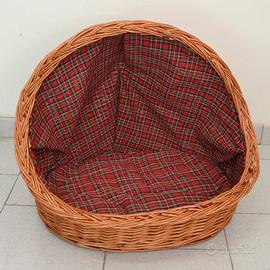 Cuccia lettiera in vimini con cuscino per animali