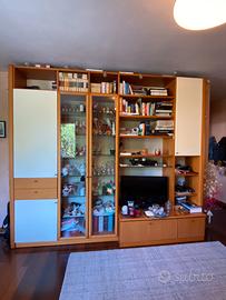 Libreria legno bianco laccato e ciliegio
