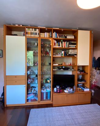 Libreria legno bianco laccato e ciliegio