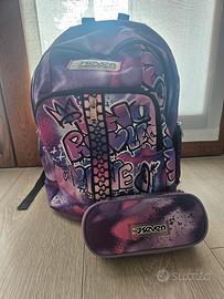 Zaino scolastico per ragazza +astuccio coordinato 