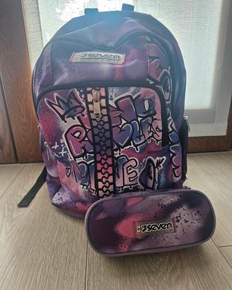 Zaino scolastico per ragazza +astuccio coordinato 