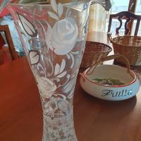 vaso in cristallo con intarsi  veneziani