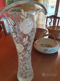 vaso in cristallo con intarsi  veneziani
