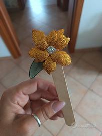 Segnalibro fiore glitter