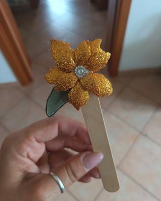Segnalibro fiore glitter