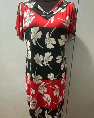🦋Vestito lunghetto collo a V maniche corte/viscosa