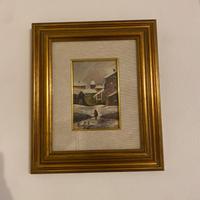 Quadro con cornice, paesaggio innevato