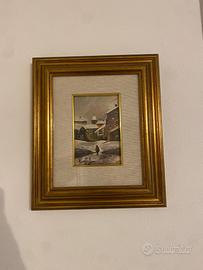 Quadro con cornice, paesaggio innevato