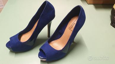 scarpe decollete spuntate, blu, tacco alto,  n 36