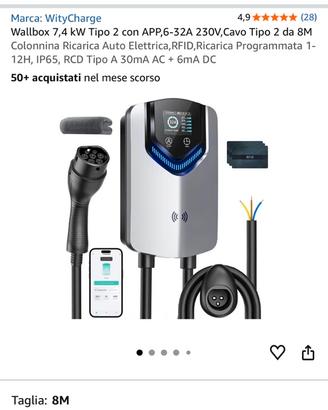 Wallbox WityCharge 7,4 kW cavo 8m con app