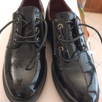 scarpe donna polacchino nero lucido 