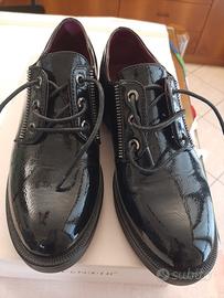 scarpe donna polacchino nero lucido 