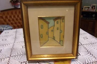 Quadro olio su tela cornice legno dorato