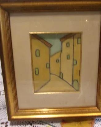 Quadro olio su tela cornice legno dorato