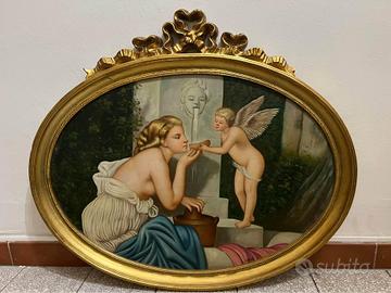 Dipinto con cornice in foglie in oro