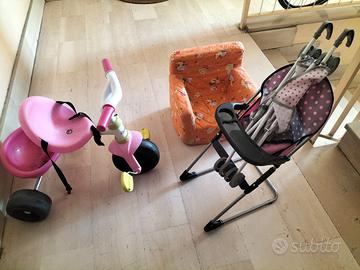 Triciclo poltrona seggiolone passeggino giocattolo