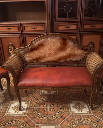 Divanetto con 2 sedie in legno e paglia di Vienna
