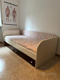 Letto una piazza e mezzo legno con cassettoni