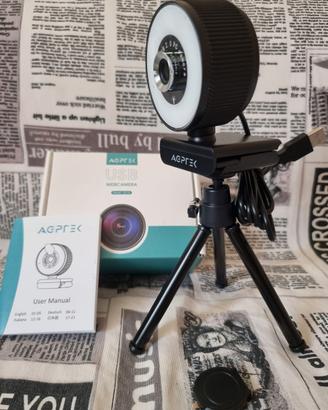 Webcam Full HD 1080P Agptek Ring Light Nuova