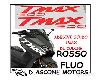 coppia adesivi scudo tmax 500 ROSSO FLUO