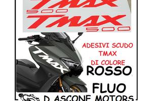 coppia adesivi scudo tmax 500 ROSSO FLUO