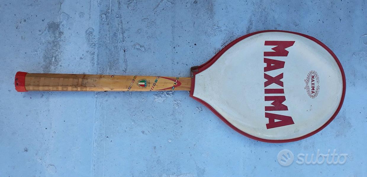 Ancienne Raquette De Tennis MAXIMA DE LUXE – Bois Vintage Fédération Italienne
