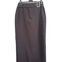 Maxi gonna tubino vintage con spacco marrone tg M