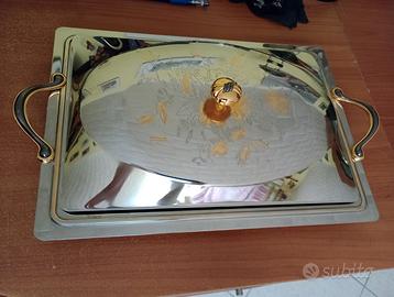 Vassoio da portata risottiera acciaio oro