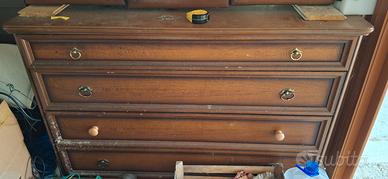 Cassettiera, comò 130cm. legno, 4 cassetti