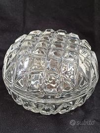 Portagioie vintage in vetro pressato a rombi