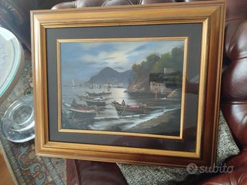 Quadro Olio su Tela Mario Galanti Pescatori 